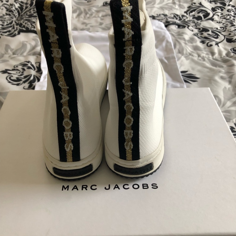 Marc Jacobs White Logo Dart Sock Sneaker